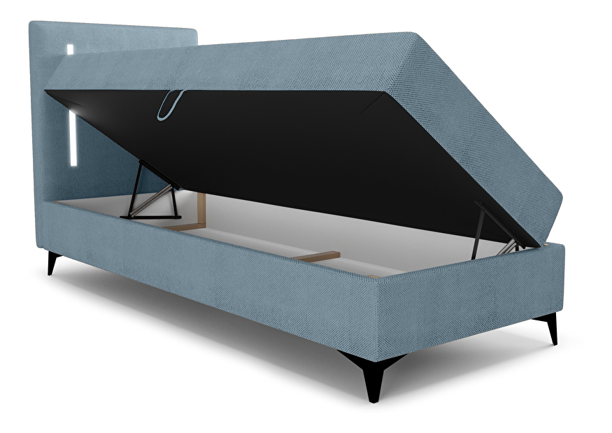 Jednolôžková posteľ 80 cm Ortega Comfort (svetlomodrá) (s roštom a matracom, bez úl. priestoru) (s LED osvetlením)