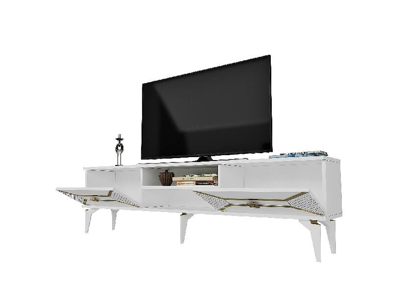 TV stolík/skrinka Velono (biela + zlatá) 