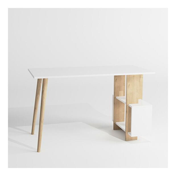 Písací stôl Mavade 6 (dub + biela) 