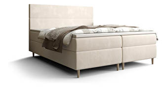 Manželská posteľ  Boxspring 160 cm Flu (svetlobéžová) (s matracom a úložným priestorom) *výpredaj