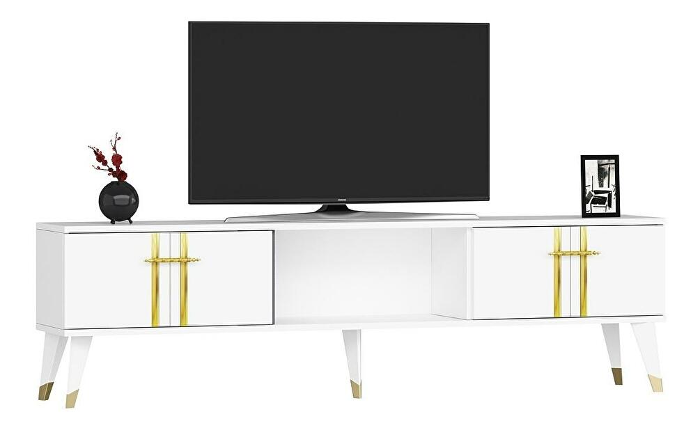 TV stolík/skrinka Pebine 2 (biela + zlatá) 
