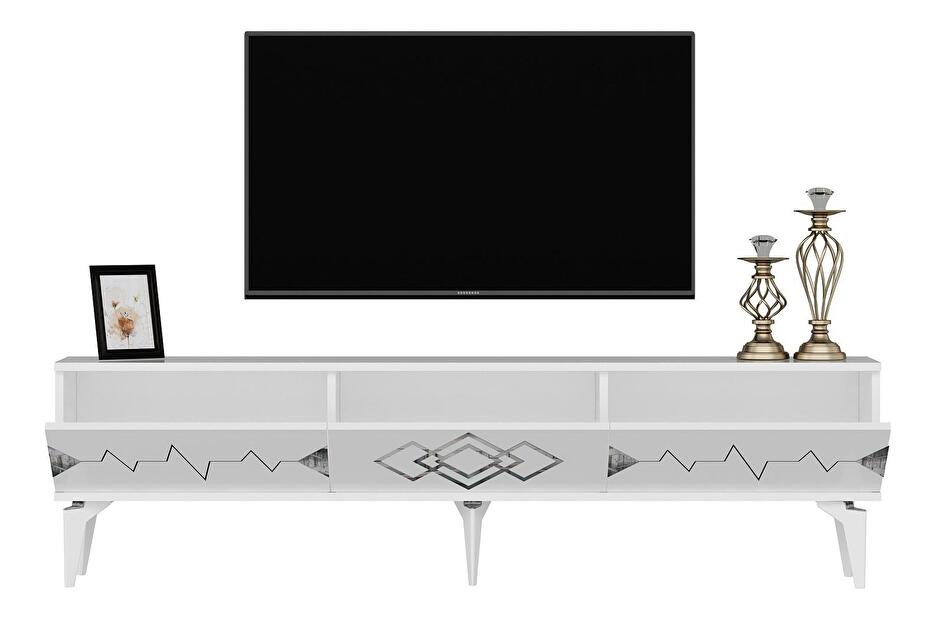 TV stolík/skrinka Vubuda (biela + strieborná) 
