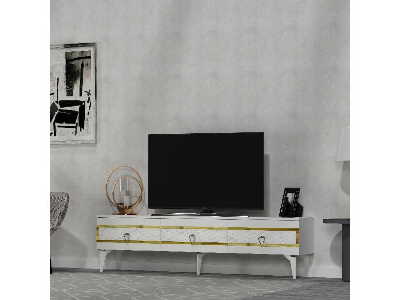 TV stolík/skrinka Vadiki 2 (biela + zlatá) 