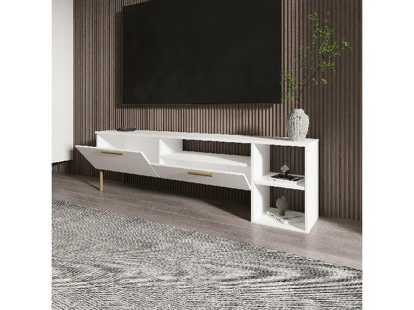 TV stolík/skrinka Sipete (biela + zlatá) 