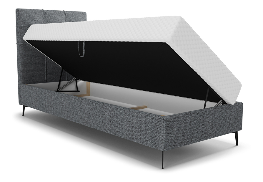 Jednolôžková posteľ 80 cm Infernus Bonell (tmavosivá) (s roštom, s úl. priestorom)