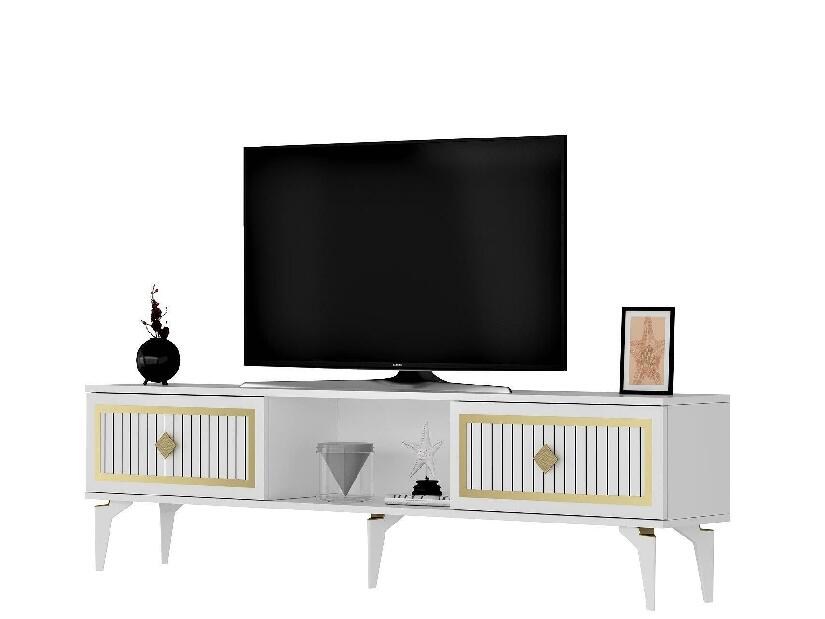 TV stolík/skrinka Kututa 2 (biela + zlatá) 