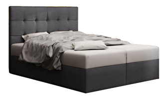 Manželská posteľ  Boxspring 160 cm Duel 2 (tmavosivá) (s matracom a úložným priestorom)
