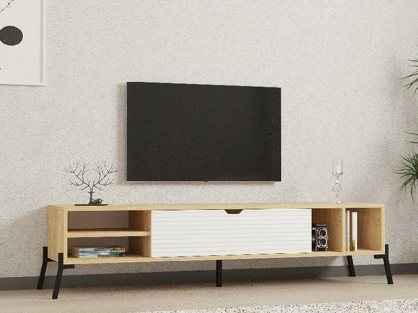 TV stolík/skrinka Nusave (dub zafírový + biela) 