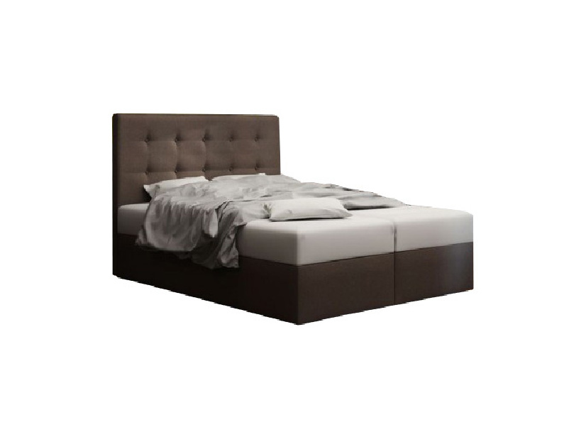 Manželská posteľ Boxspring 140 cm Duel 1 Comfort (tmavohnedá) (s matracom a úložným priestorom)