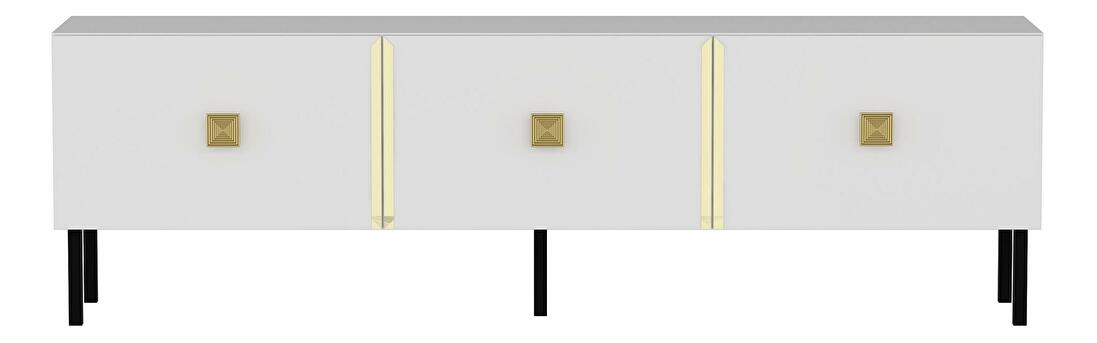 TV stolík/skrinka Sodole (biela + zlatá) 