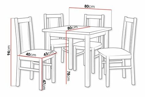 Stôl so 4 stoličkami AL27 Mirjan Arnold (Sonoma + olivová)