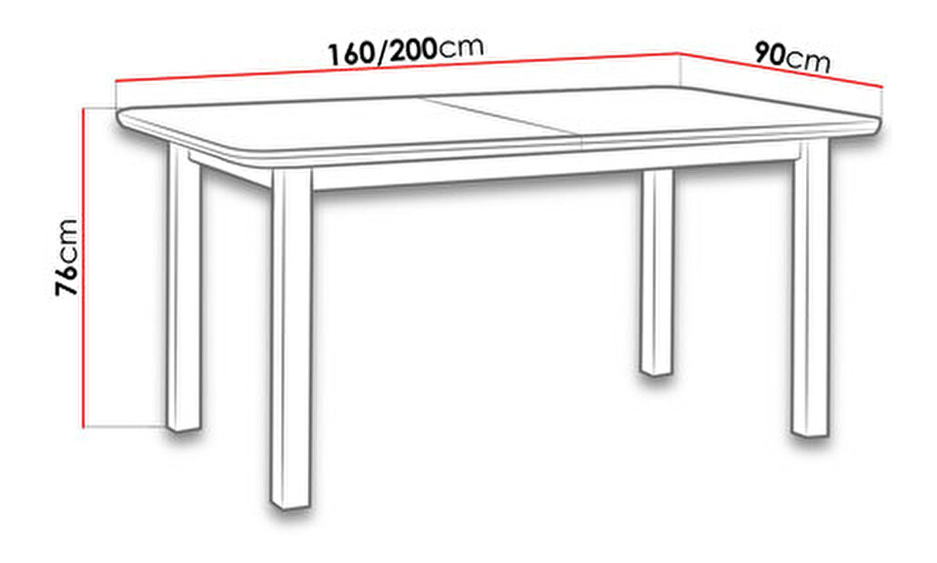 Rozkladací stôl 90 x 160/200 V S Mirjan Lima (Orech)