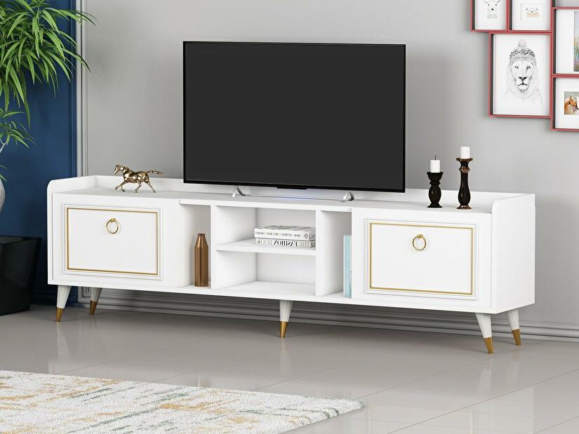 TV stolík/skrinka Kadole 2 (biela + zlatá) 