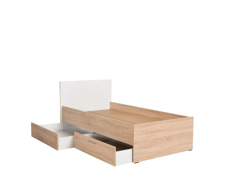 Jednolôžková posteľ 90 cm Vobima 2 (dub sonoma + biela) (s roštom) (s úlož. priestorom)