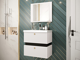 Kúpeľňový nábytok VI Mirjan Sashike (Biela + Biela + Čierna)