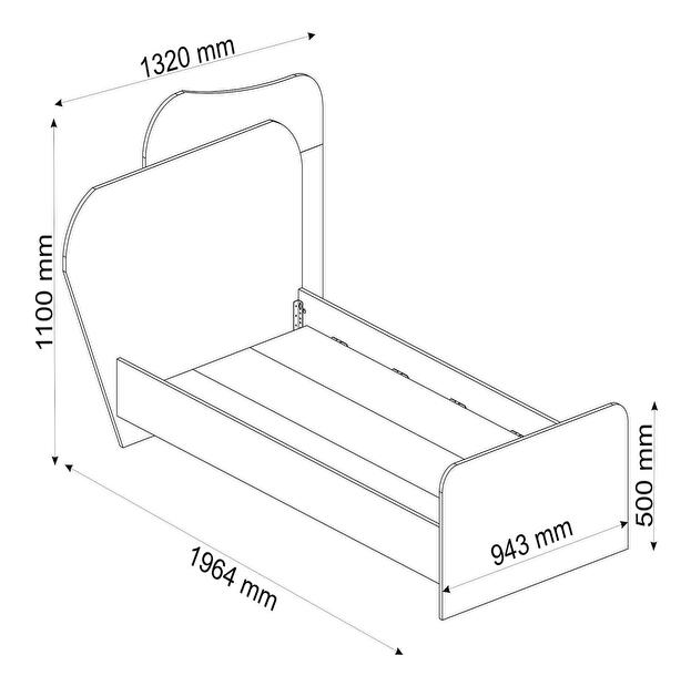 Jednolôžková posteľ 120 cm Somimi 3 (orech svetlý + béžová) (s roštom)