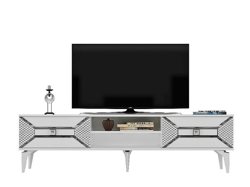 TV stolík/skrinka Velono (biela + strieborná) 