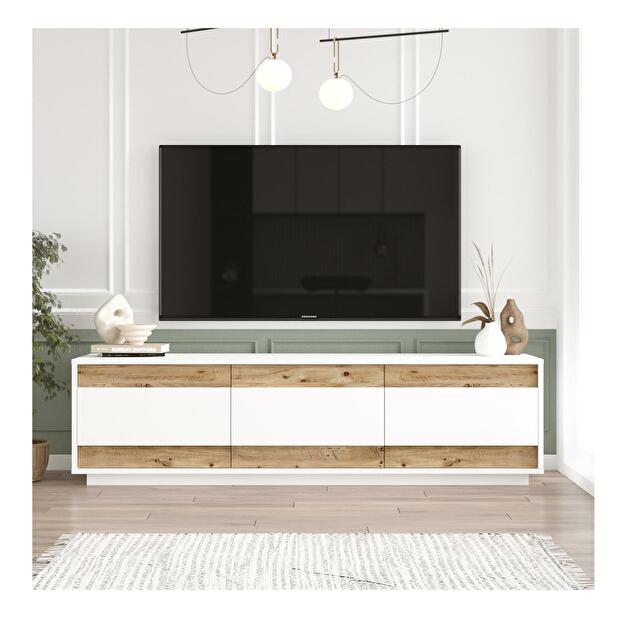 TV stolík/skrinka Milupe (biela + borovica atlantická) 