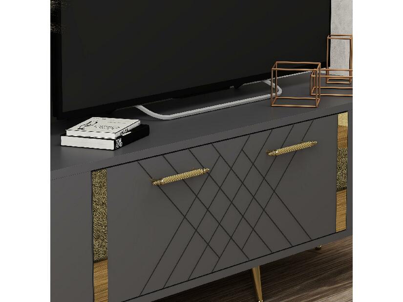TV stolík/skrinka Tunini (antracit + zlatá) 