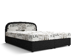 Manželská posteľ Boxspring 140 cm Brick (čierna + vzor vlny) (s matracom a úložným priestorom)