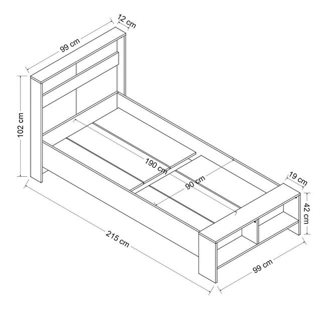 Jednolôžková posteľ 100 cm Lopope (biela) (s roštom)