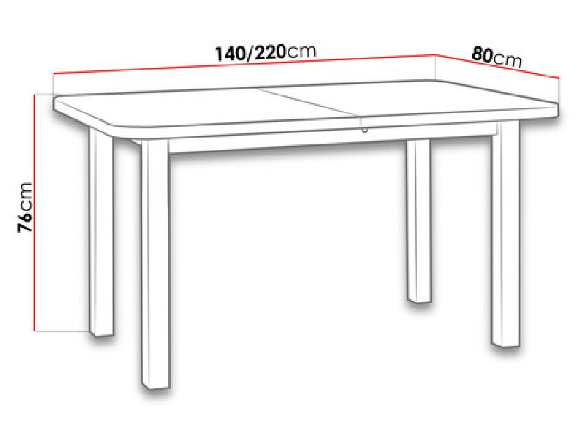 Rozkladací stôl 80 x 140/220 II XL Mirjan Lima (Orech)