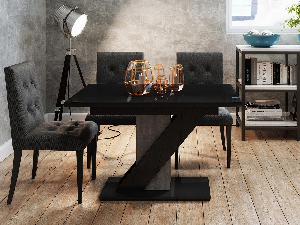 Moderný stôl Mirjan Exalior (čierny lesk + betón)