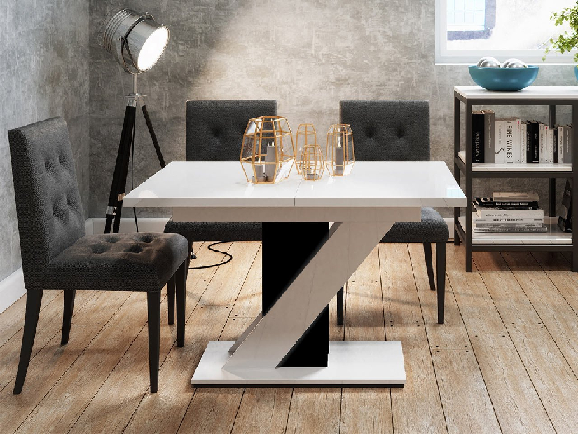 Jedálenský stôl Eksuper (lesk čierny + lesk biely) *výpredaj