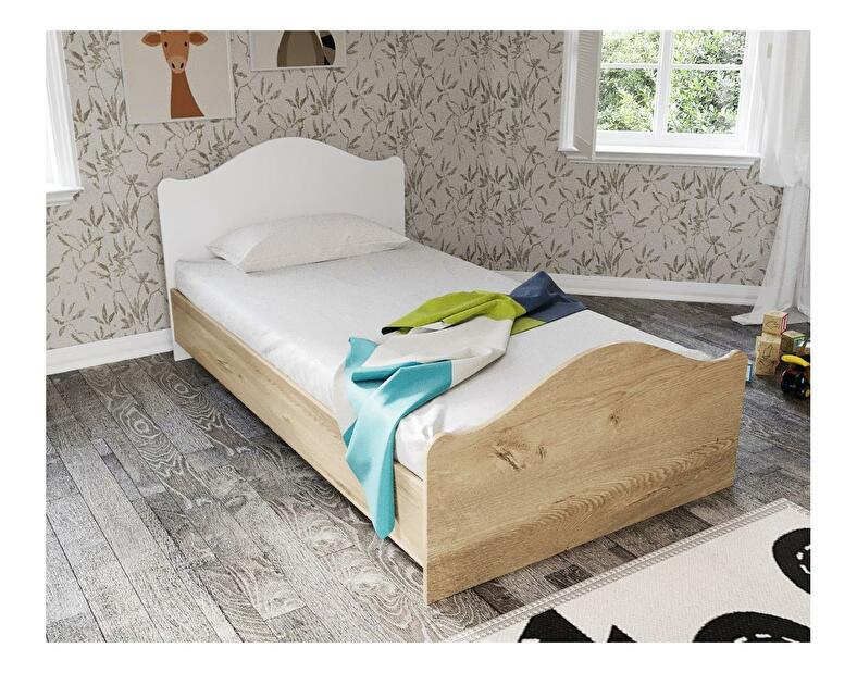 Jednolôžková posteľ 90 cm Bikavi 2 (dub + biela) (s roštom)