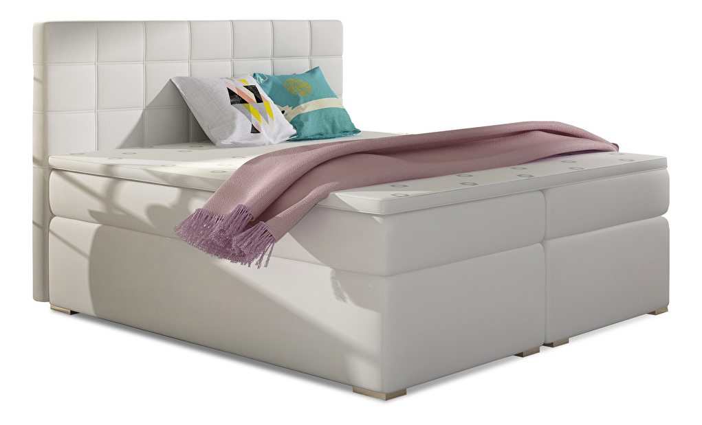 Kontinentálna posteľ 140 cm Abbie (biela) (s matracmi)