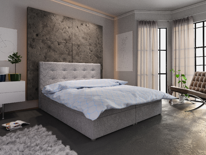 Manželská posteľ Boxspring 140 cm Fade 1 Comfort (sivá) (s matracom a úložným priestorom)