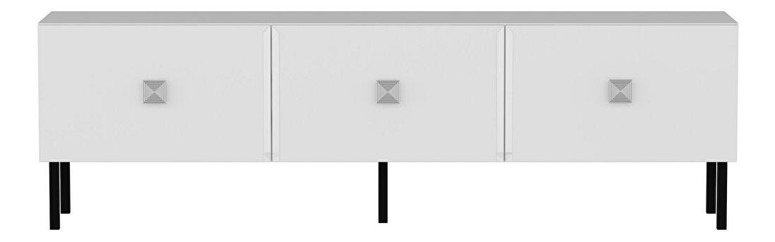 TV stolík/skrinka Sodole (biela + strieborná) 