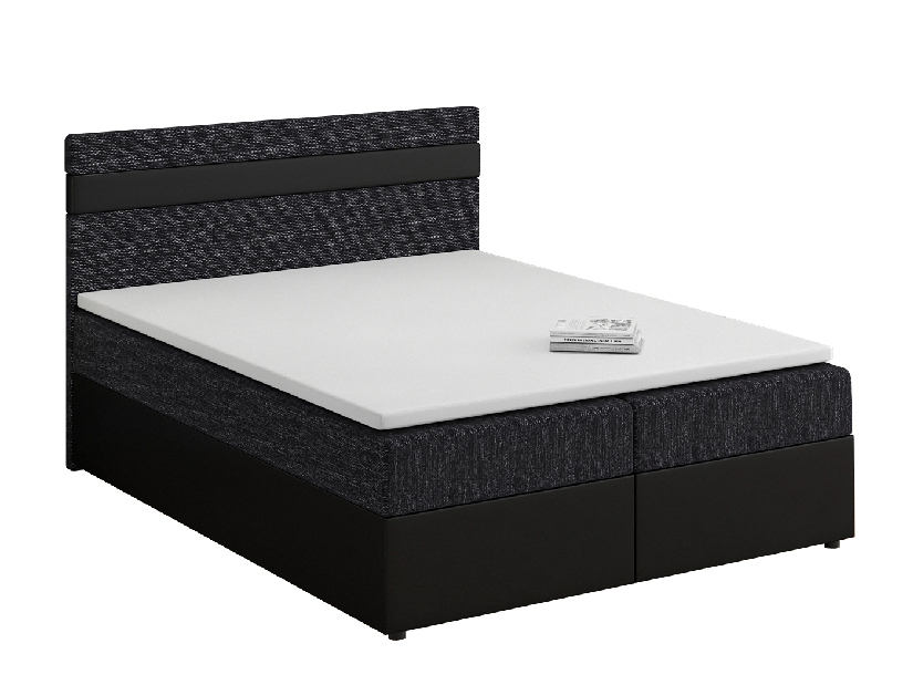 Kontinentálna posteľ 160x200 cm Mimosa Comfort melirovaná čierna + čierna) (s roštom a matracom)