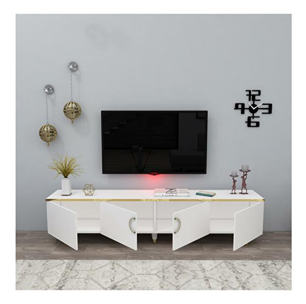 TV stolík/skrinka Bamete (biela + zlatá) 