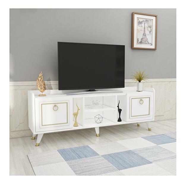 TV stolík/skrinka Lipoma 7 (biela + zlatá) 