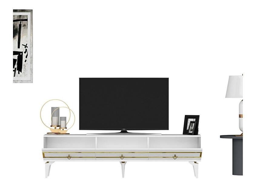 TV stolík/skrinka Vadiki 2 (biela + zlatá) 