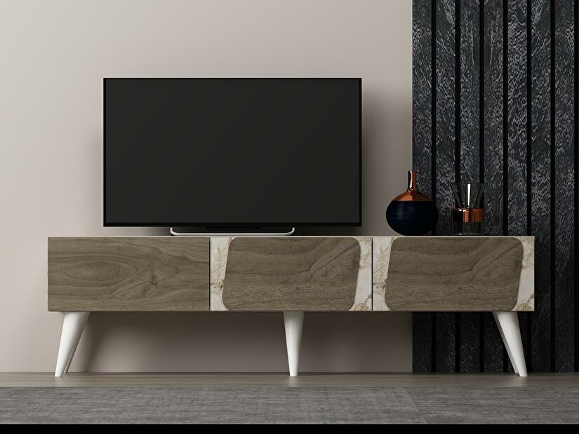 TV stolík/skrinka Sepiva (mramor + orech) 
