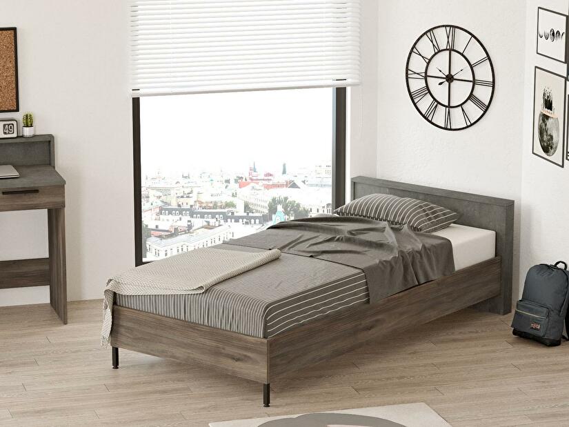 Jednolôžková posteľ 90 cm Penami 1 (hnedá + sivá) (s roštom)