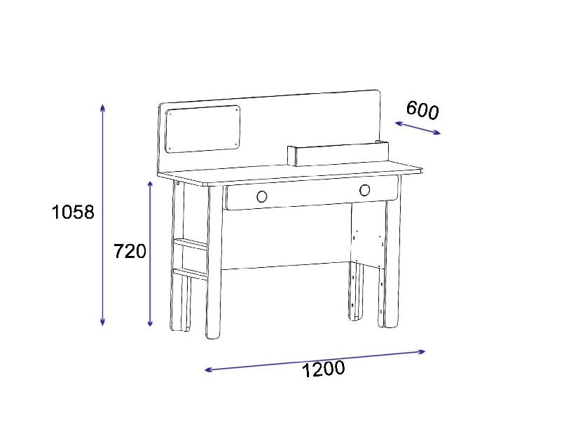 Písací stôl Nilili 6 (borovica atlantická + antracit) 