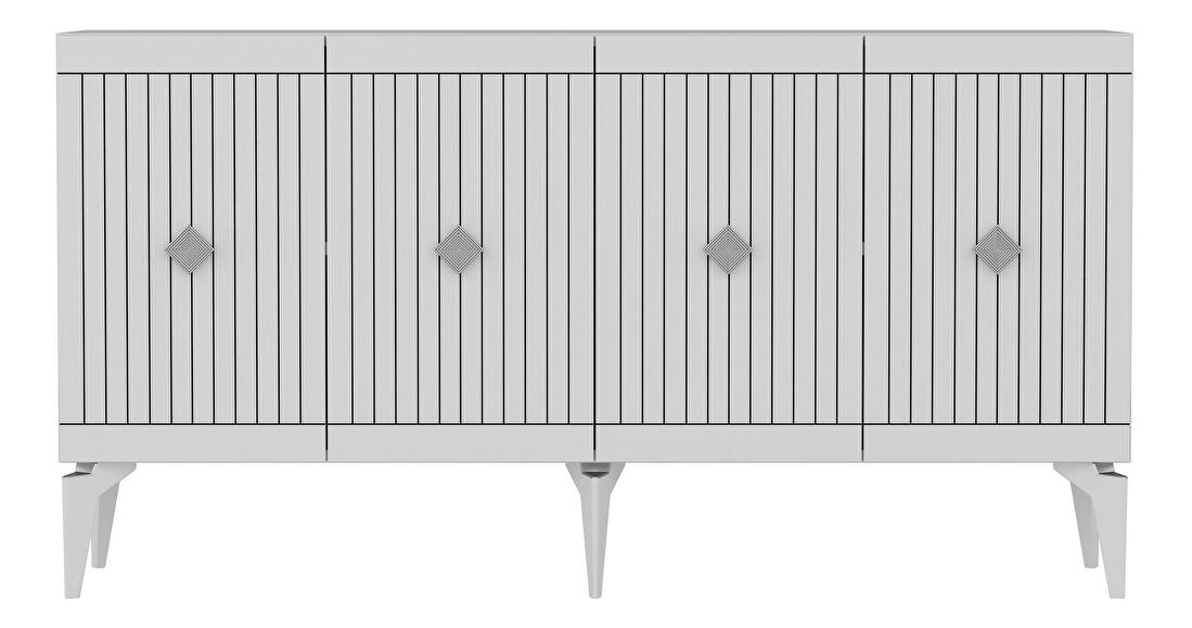 Konzolový stolík Lideke (biela + strieborná) 