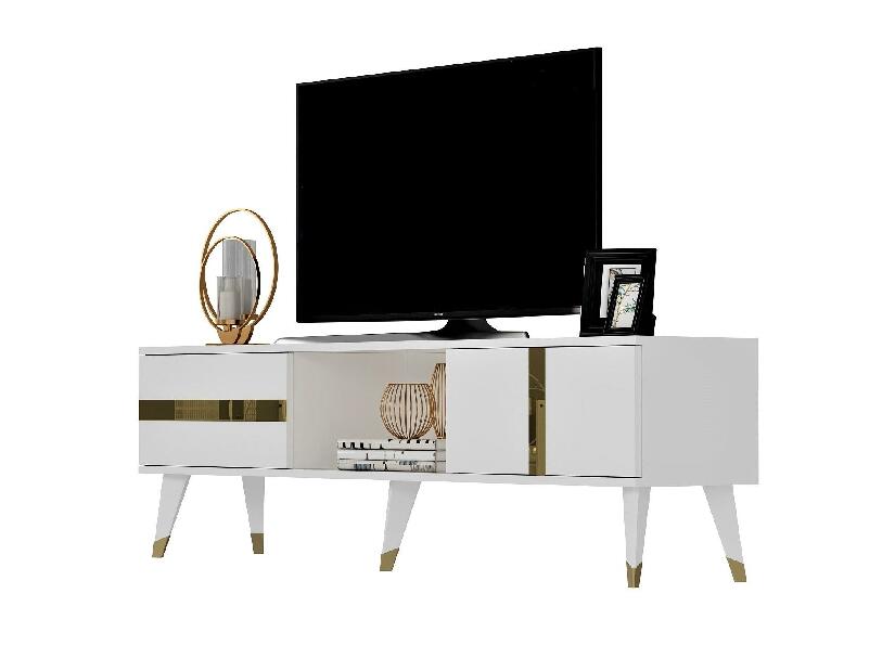 TV stolík/skrinka Vekika 2 (biela + zlatá) 