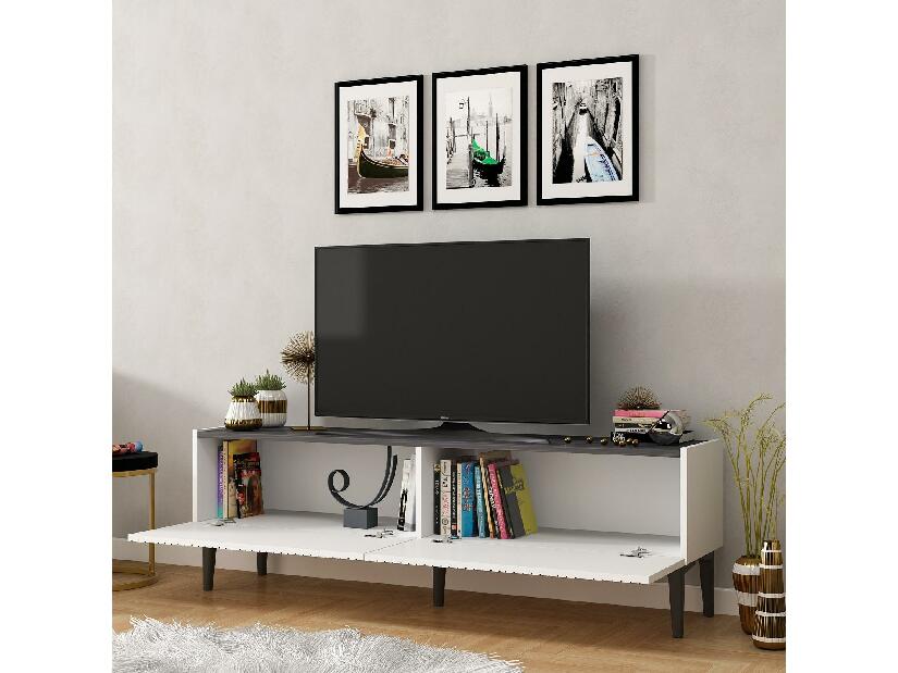 TV stolík/skrinka Tomune 4 (biela + čierna) 