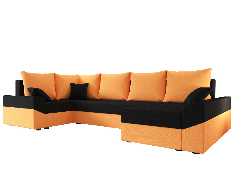 Rohová sedacia súprava Dusk Long (oranžová + čierna) (L)