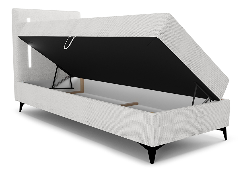 Jednolôžková posteľ 80 cm Ortega Comfort (sivá) (s roštom a matracom, s úl. priestorom) (s LED osvetlením)