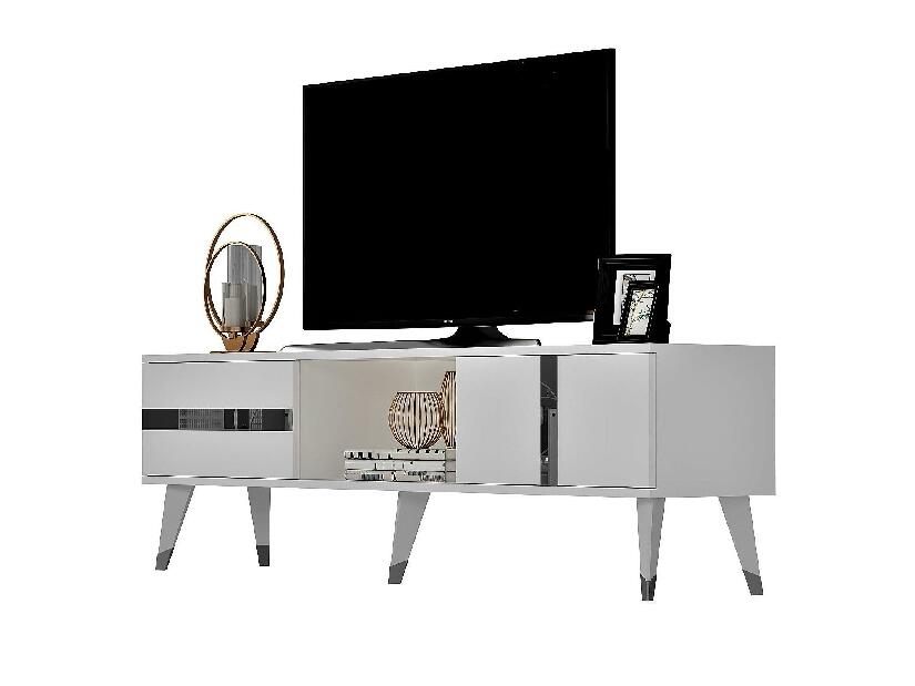 TV stolík/skrinka Vekika 2 (biela + strieborná) 