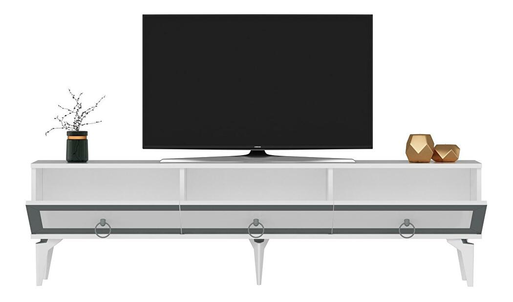 TV stolík/skrinka Muvuta 2 (biela + strieborná) 