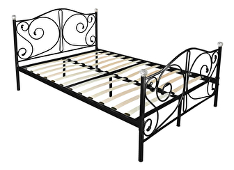 Kovová posteľ s kryštálmi Drystan (čierna) (90x200cm)