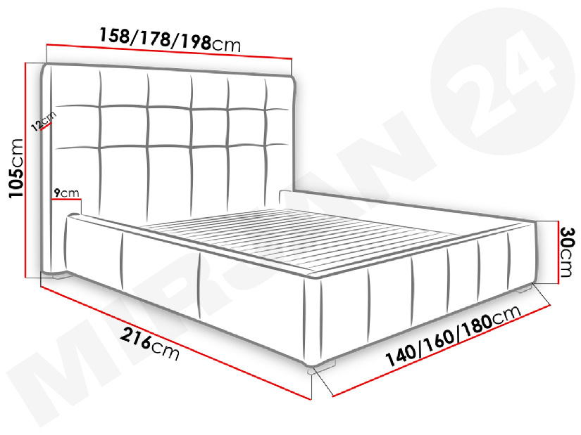 Manželská posteľ 140 cm Kendrick (ekokoža Soft 017)