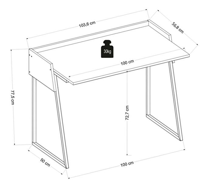 Písací stôl Lobiba 2 (antracit + dub) 