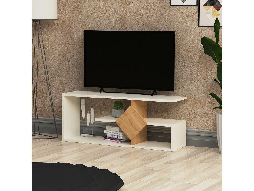 TV stolík Nanosa (biela + dub) 